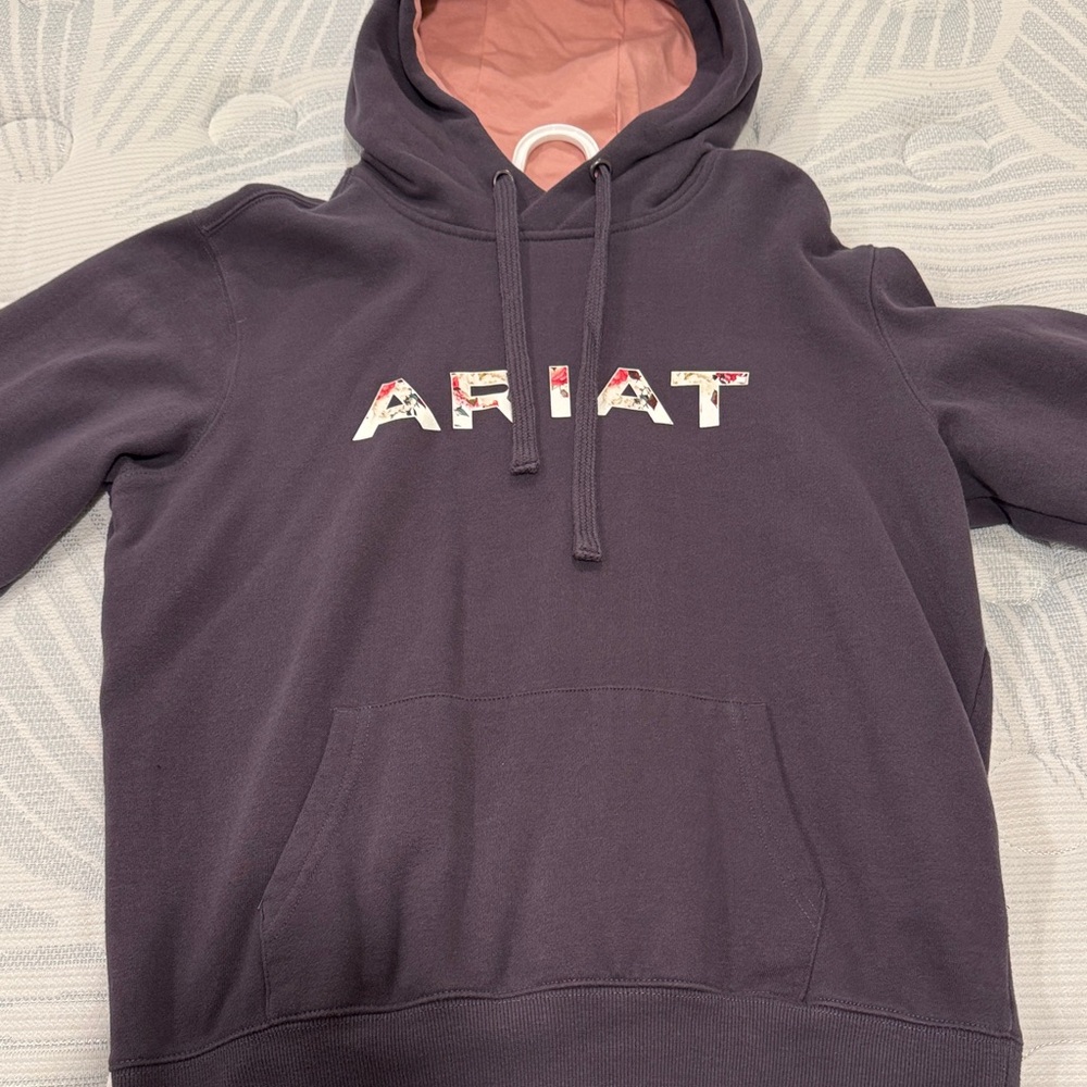Ariat Plum Pullover Hoodie with Pink Hood Lining